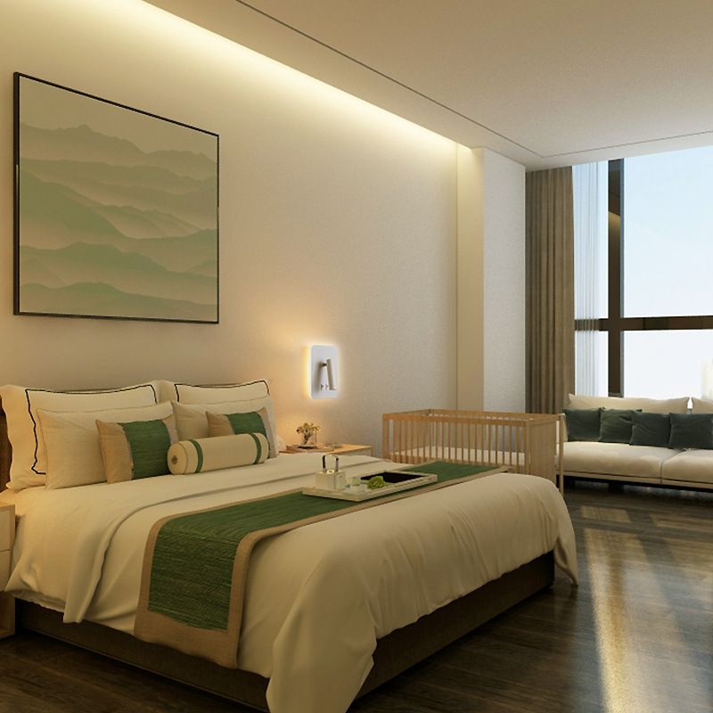 2 lichten rechthoekige wandwandelen moderne stijl metalen wand gemonteerde leesverlichting