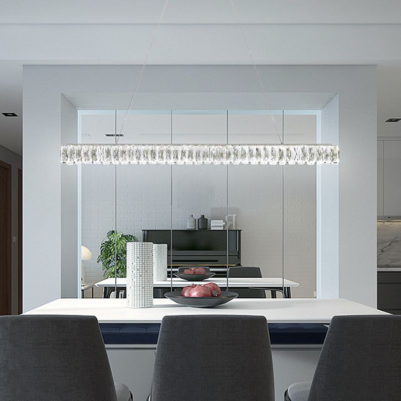 Nordic Style Crystal Hanging Lamp Rectangle Shape Island Light Fixture for Living Room