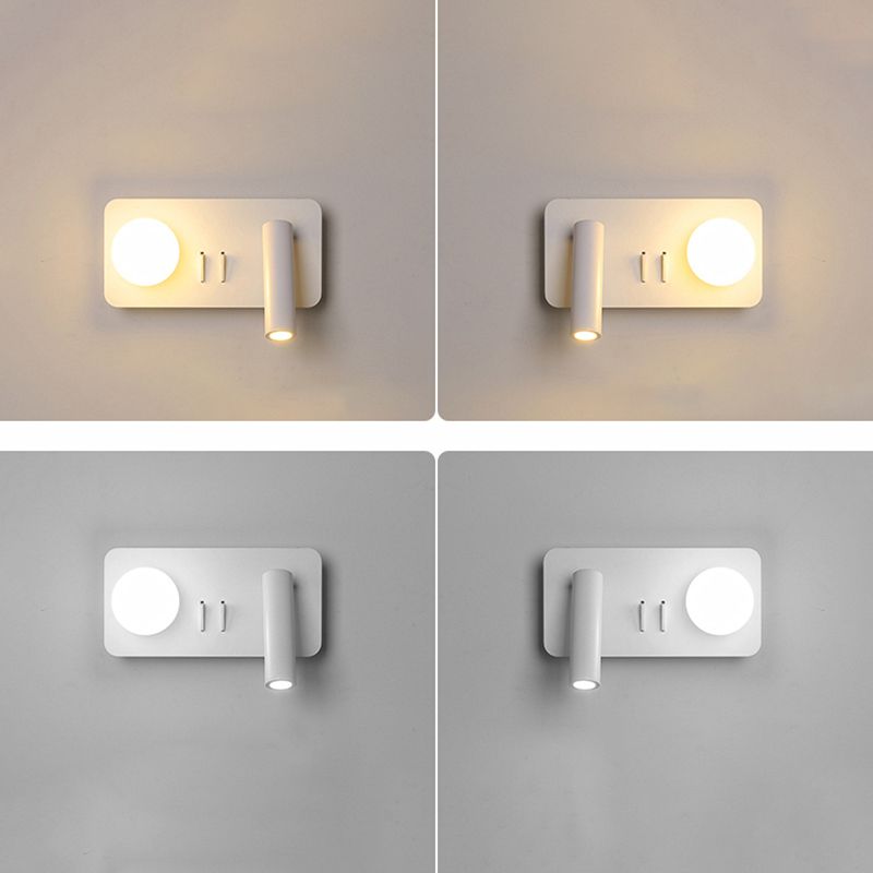 Lampada a parete in metallo moderno a parete in metallo bianco a 2 luci luci rettangolari di scarico rettangolare