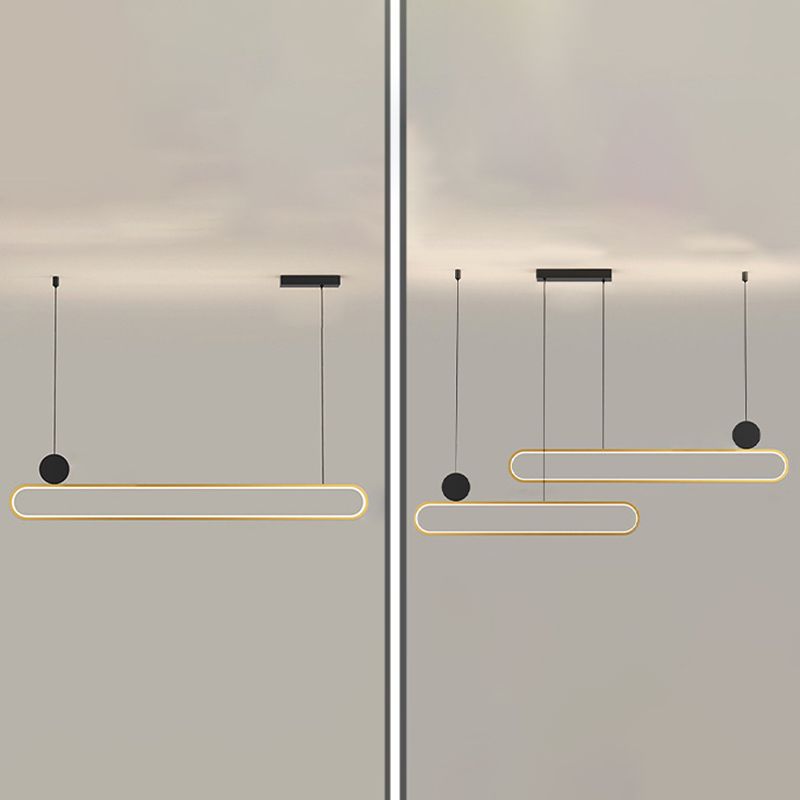 Contemporary Style Linear Shape Island Lights Metal Island Pendant Lights in Gold