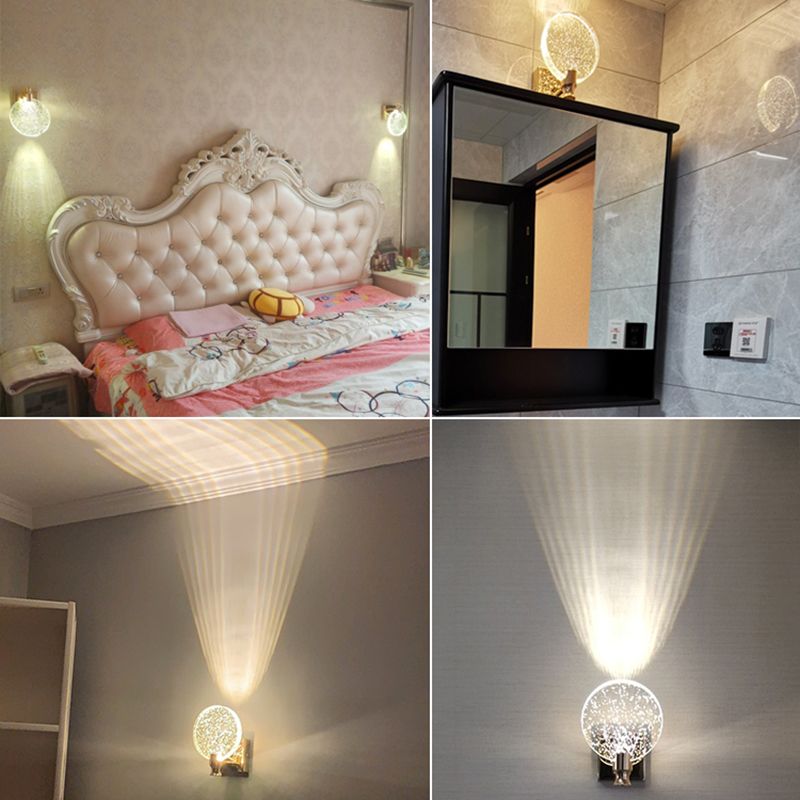 Postmodern Indoor Wall Light Gold Wall Light Sconces with Clear Crystal Shade