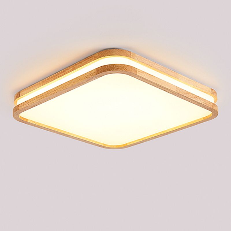 Lámpara de techo incorporada de madera geométrica moderna lámpara de techo incorporada de una sola luz, marrón