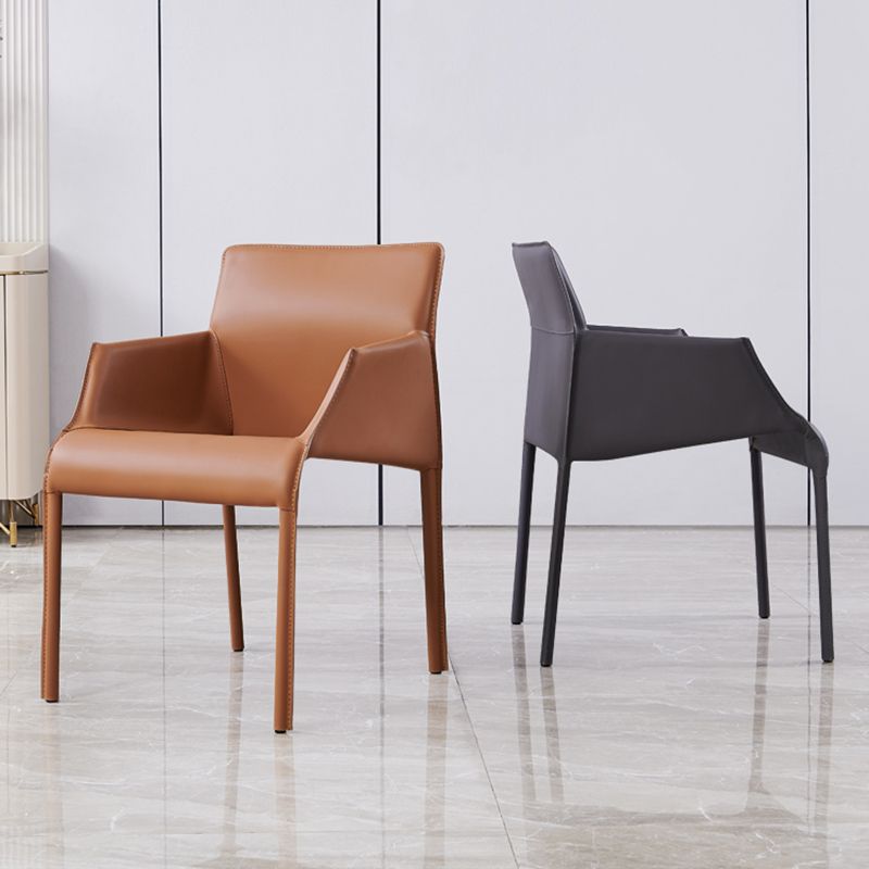 Faux Leather Arm Dining Chairs Orange and Dark grey Side Chair