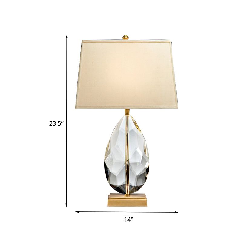 Droplet Shape Task Lighting Modernist Faceted Crystal 1 Bulb Reading Lamp in Gold