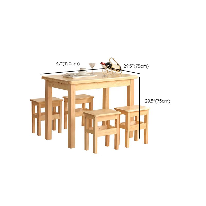 Modern 1/5 Piece Solid Wood Dining Room Rectangle Furniture Set