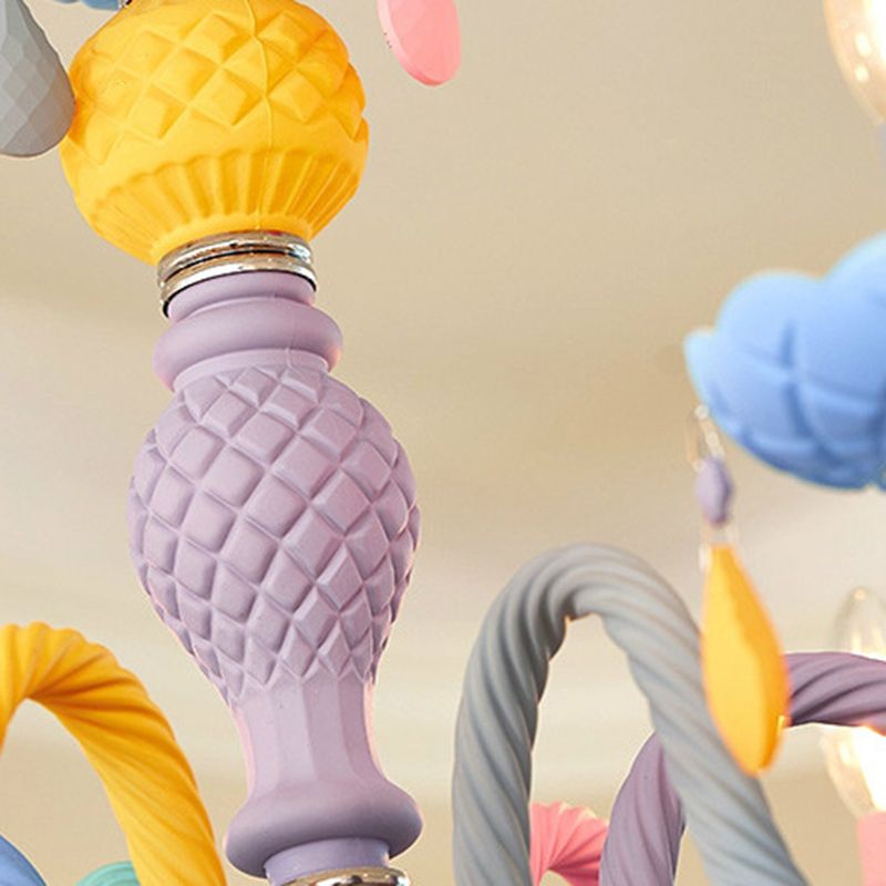 Metalen kaarsenkroonluchter verlichtingsarmatuur Nordic-stijl hanglamp in meerdere kleuren in meerkleurig