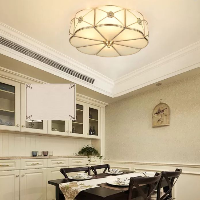 Tambour traditionnel semi-plat Allumage de la crème de crème Verre Semi-Flush Fixation du plafond pour la salle de séjour