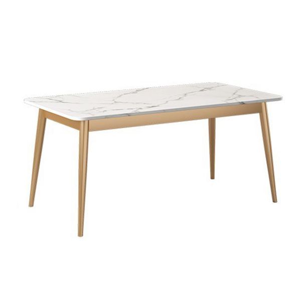 Traditional Luxury Dining Table White Top Rectangle 4 Legs Table for Home