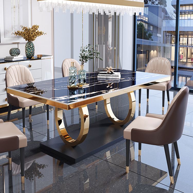 Traditional Luxury Rectangle Dining Table Stainless Steel Table for Dining Room