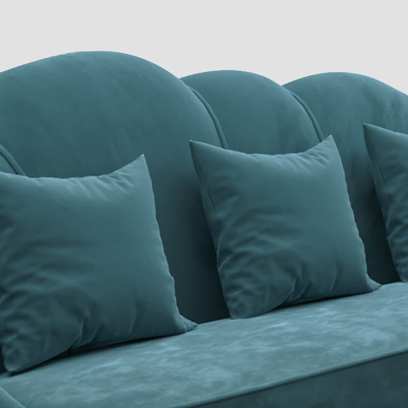 Velvet Slopped Arm Sofa Contemporary with Sewn Pillow Back for Apartment