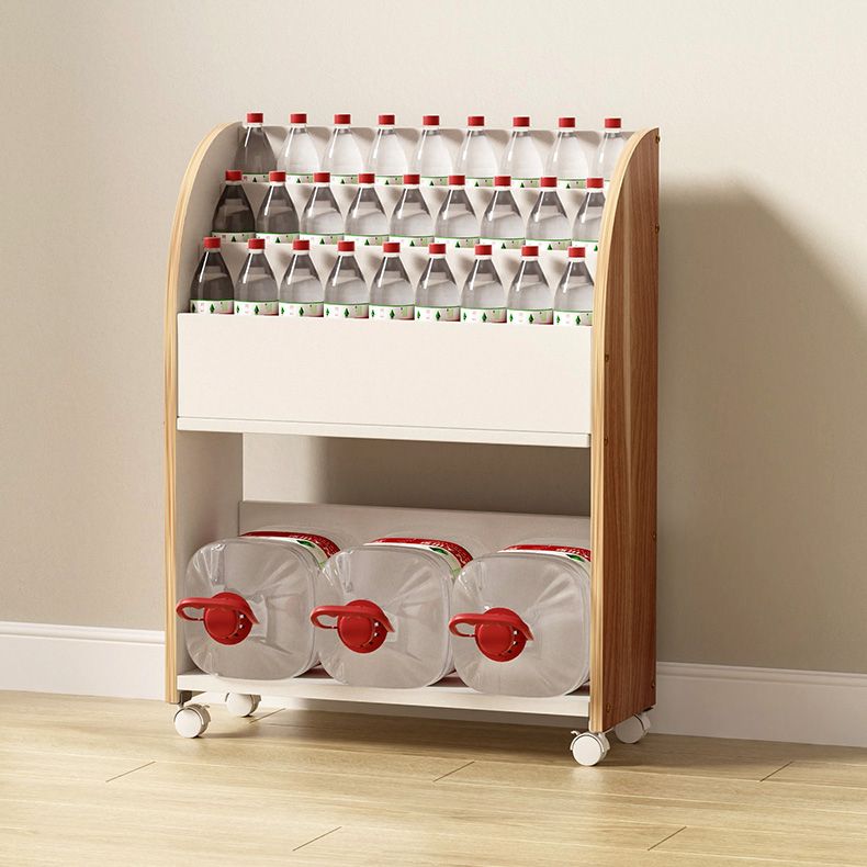 Contemporary Ladder Bookcase Manufactured Wood Bookshelf with Caster Wheels