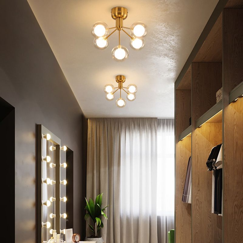 Sputnik Ceiling Lighting Contemporary 5-Light Semi Flush Mount for Hallway