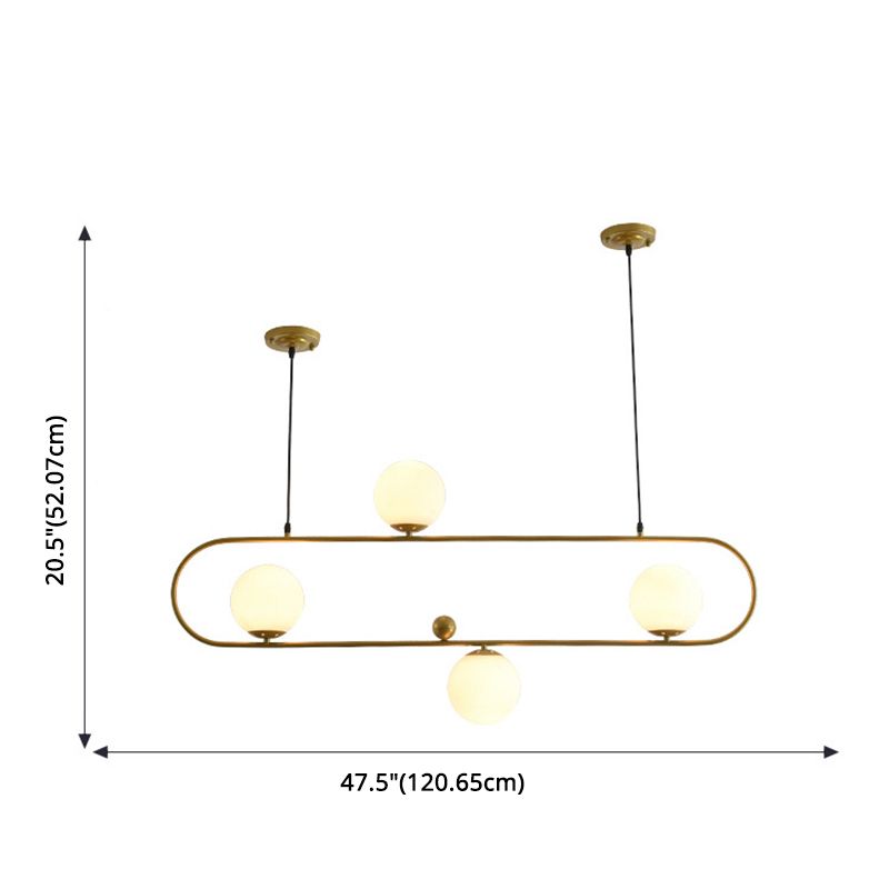 Modern Minimalism Ellipse Shape Island Pendant Lighting Globe Glass Island Ceiling Light for Living Room