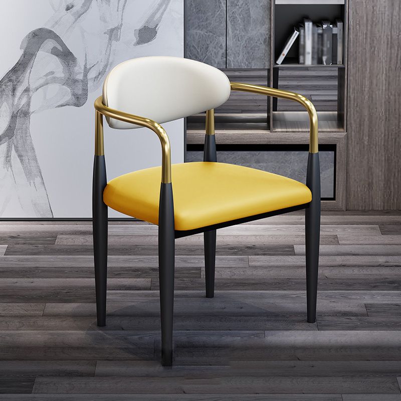 Modern Arm Chair Leather Open Back Dining Chair for Dining Room