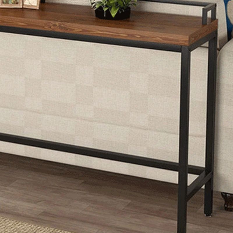 Modern 41.3"H Bar Table Black Iron Solid Wood Dining Table for Patio