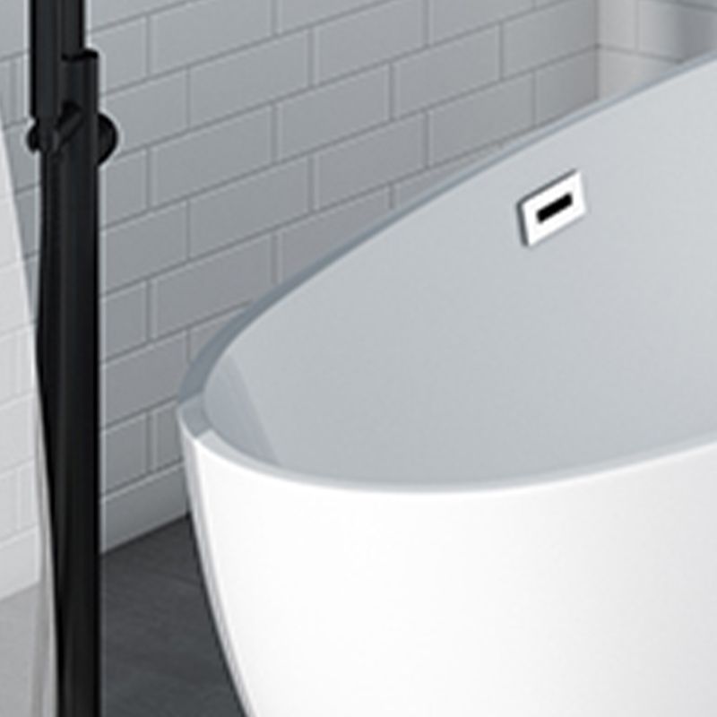 White Acrylic Oval Bathtub for Home Soaking Freestanding Tub with Drain
