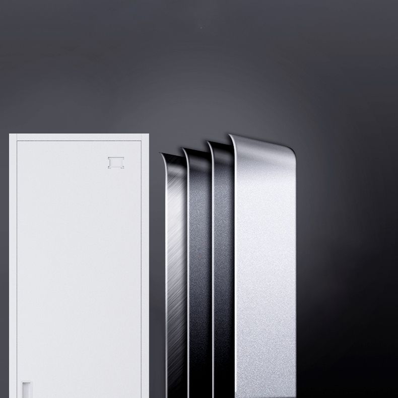 Grey and Black Non-Hanging Armoire Modern Metal Storage Cabinet with Doors