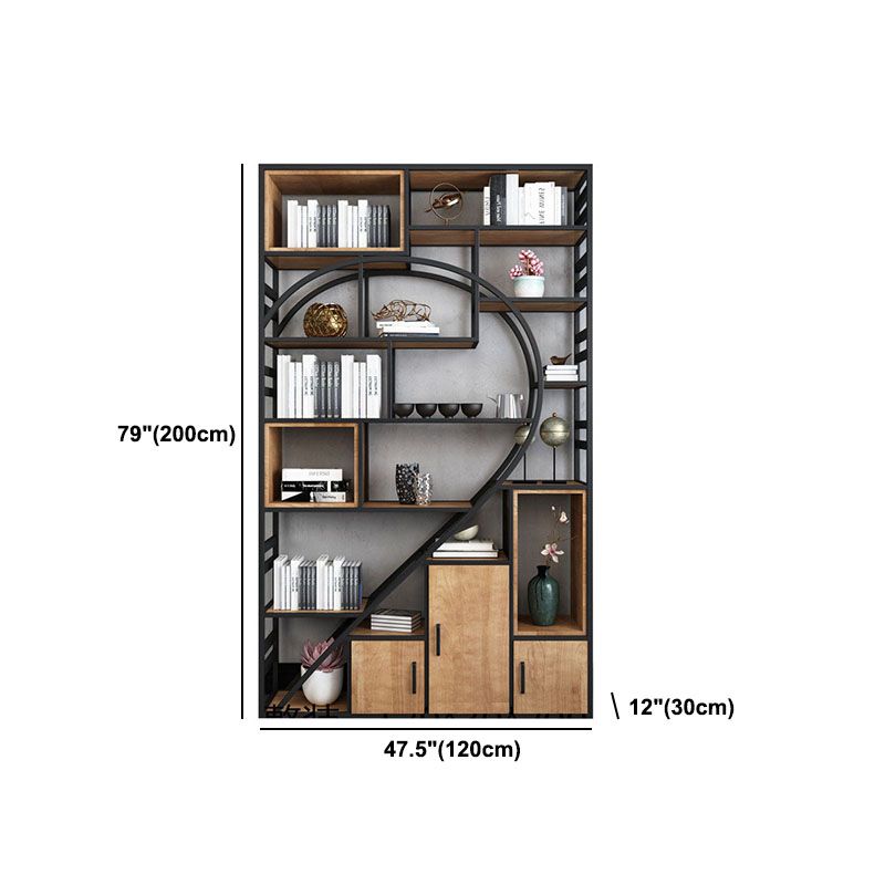 79"H Bookcase Open Back Industrial Style Bookshelf for Study Room Home Office