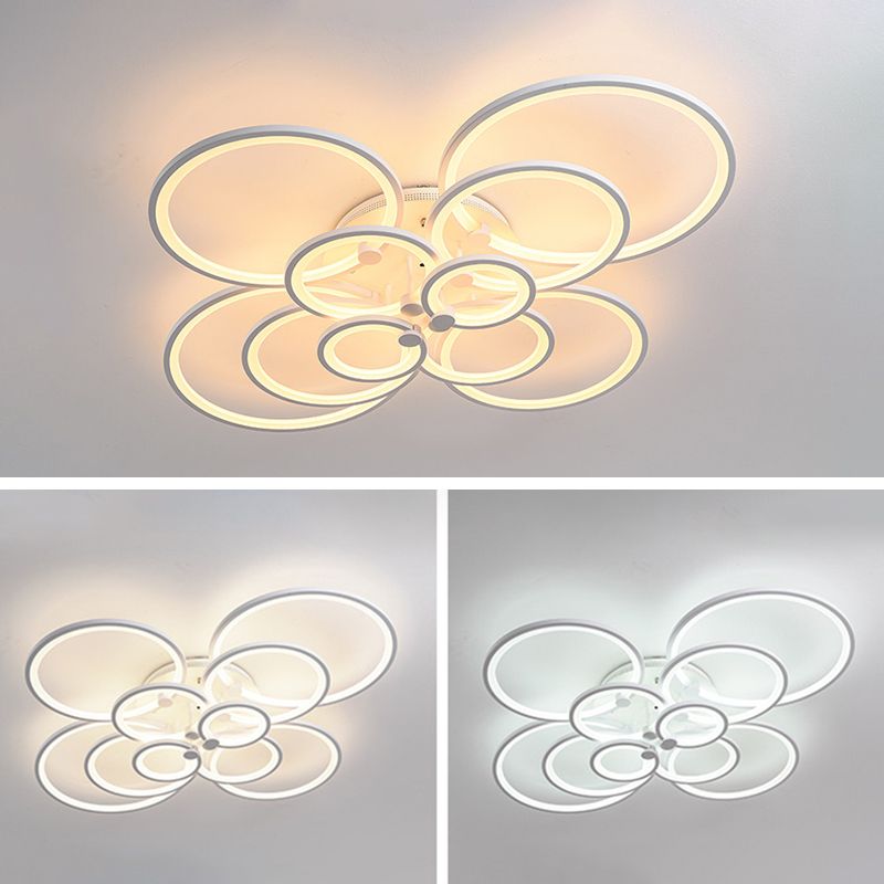 Overlapping Circles Acrylic LED Ceiling Light Contemporary Style Simplicity Lighting Fixture for Living Room