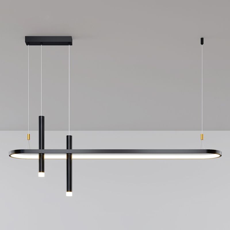 Mid-Century Straight Bars Island Chandelier Lights Metal Chandelier Lamp