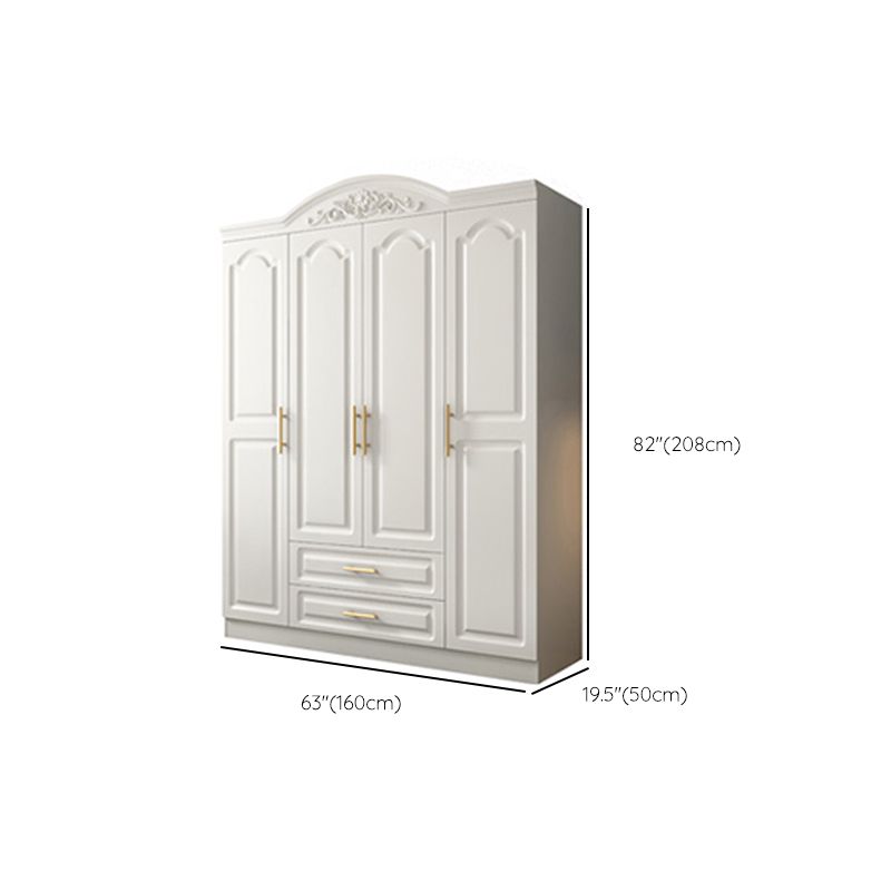 Engineered Wood Wardrobe Closet with Garment Rod White Wardrobe Cabinet