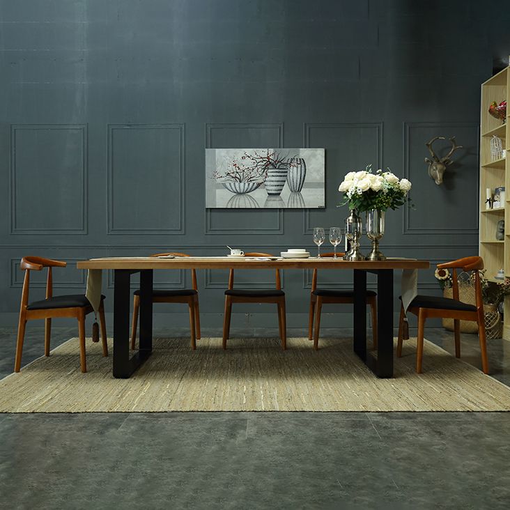 Indoor Industrial Dinette Set 1/2/5/7 Pieces Solid Wood and Metal Table Set
