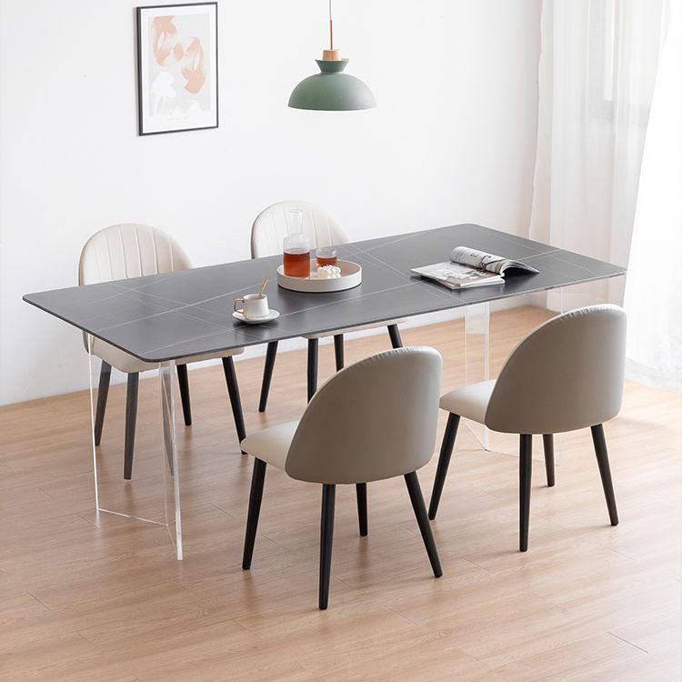 Modern 1/2/5 Pieces Dining Set  Acrylic Base Double Pedestal Dinette Set