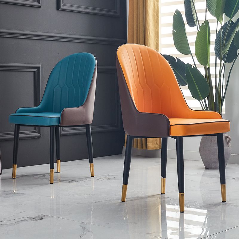 Scandinavian Indoor Arm Chair Parsons Back Upholstered Metal Dining Room Chair