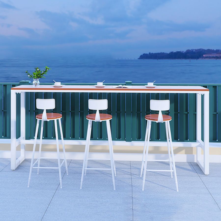 Outdoor Wood Footrest Hall/Pub Table Rectangle Bistro Bar Height Cocktail Table