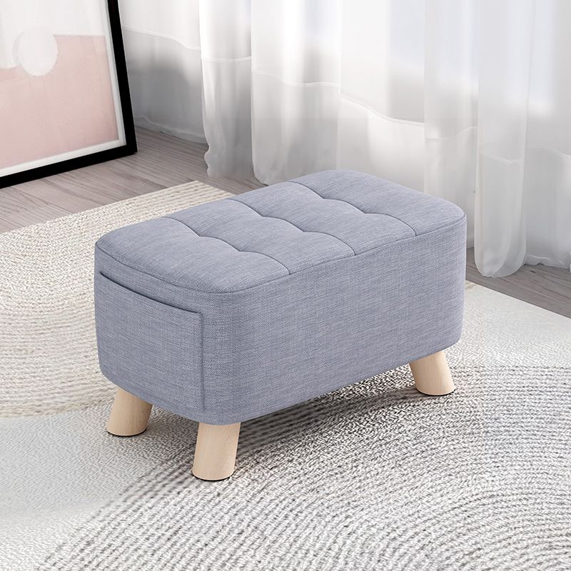 Modern Cotton Storage Pouf Plain Rectangle Tufted Chair Ottoman
