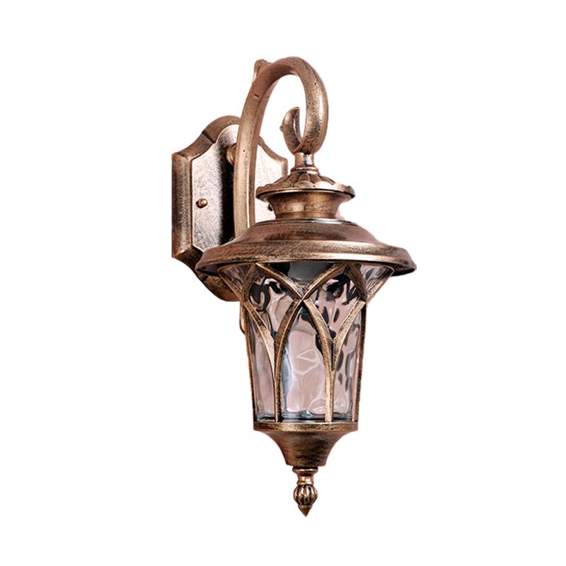 Applexion murale de l'urne rustique Lumière 1 ampoule Aluminium Mur Wall Lampe Ayémorrat en laiton avec une teinte en verre d'eau
