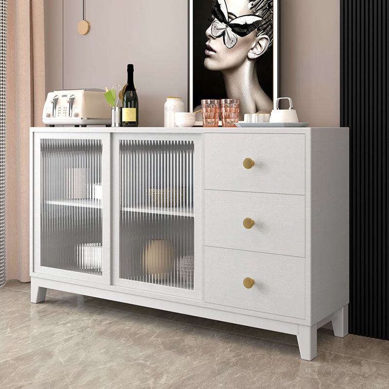 Modern White Rectangle Accent Cabinet Knobs 1 Shelves Cabinet