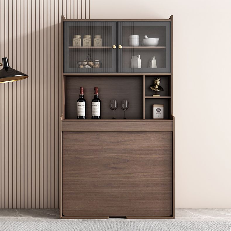 Modern Rectangle Folding Wood Dining Table for Small Space with Storage
