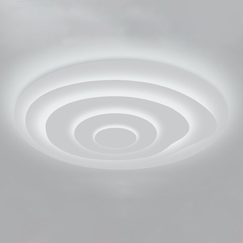Plafonnier LED circulaire blanc en fer laqué de simplicité moderne avec abat-jour en acrylique