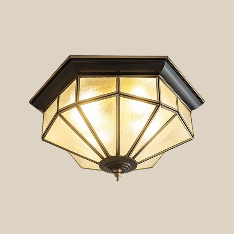 Living Room Colonial Style Ceiling Light Metal Glass Multi Head Overhead Lighting Fixture