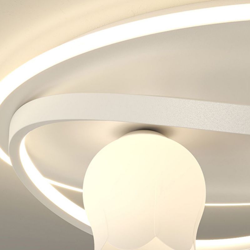 LED Modern Metal Flush Mount Linear Shape Ceiling Light with Plastic Shade for Living Room
