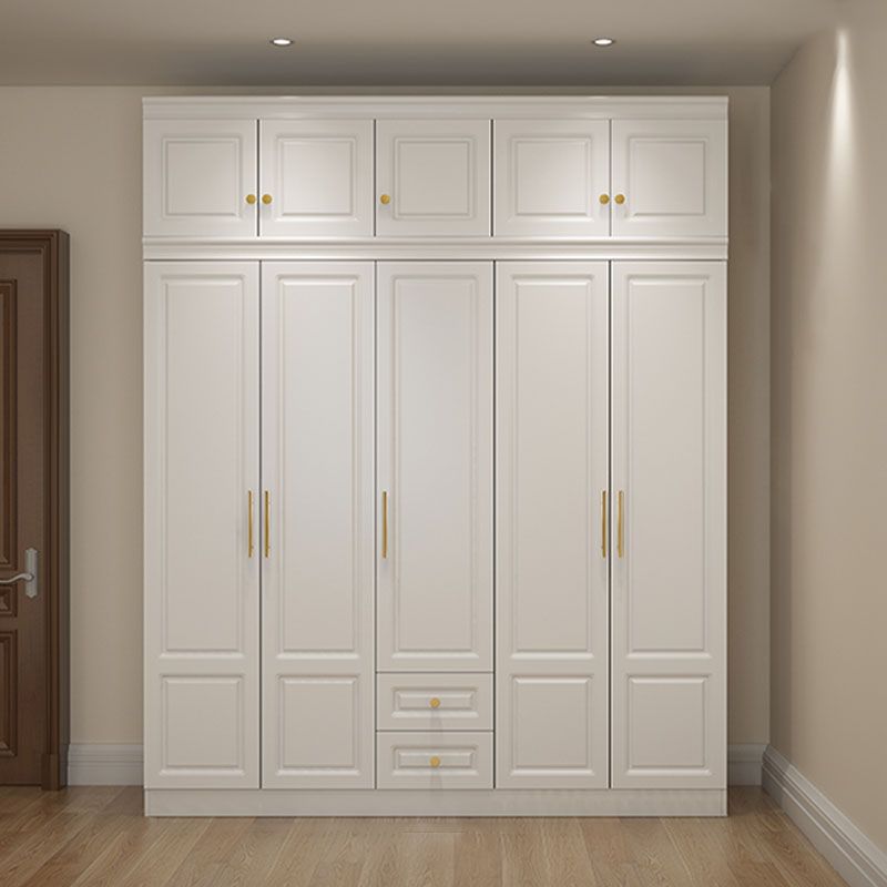 Manufactured Wood White Wardrobe for Home Modern Cabinet with Drawers