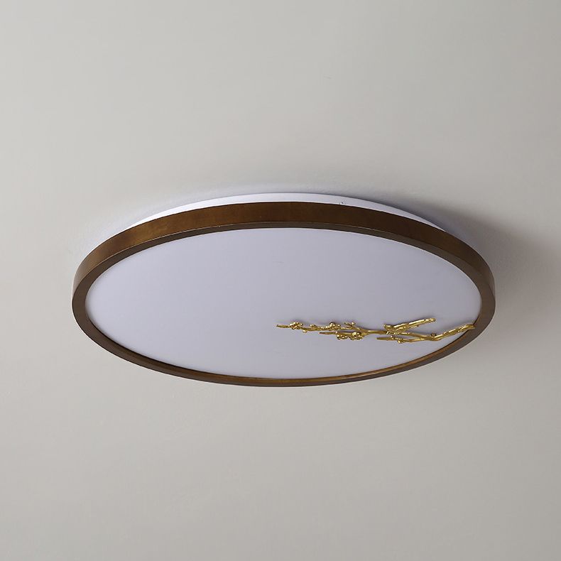 Modern Geometric LED Ceiling Lamp Wood 1 Light Flush Mount for Aisle Bedroom