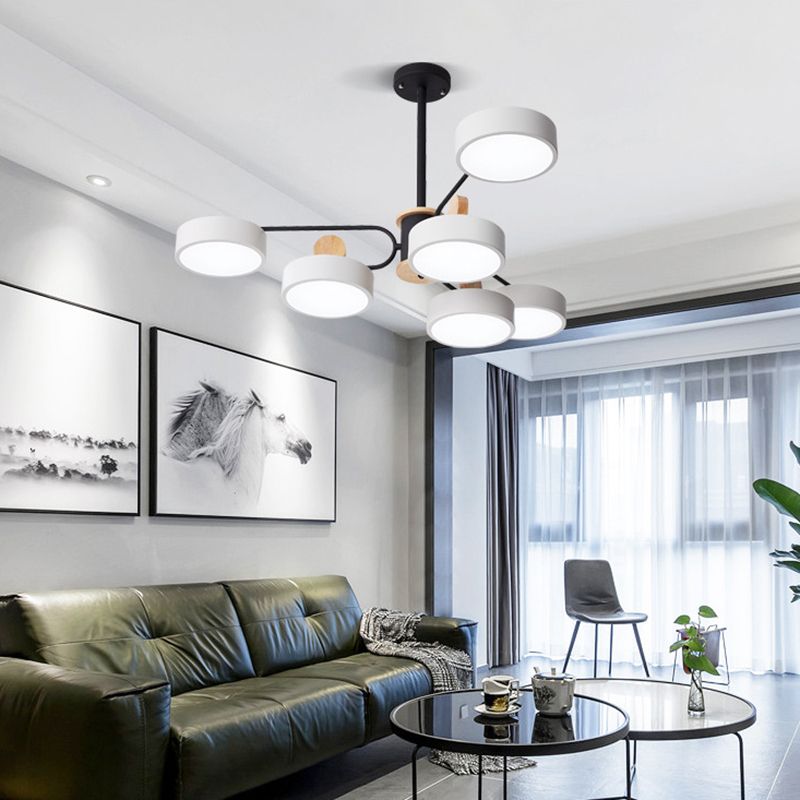 Simplicity Starburst Chandelier Light Metal Living Room Ceiling Lamp with Acrylic Shade