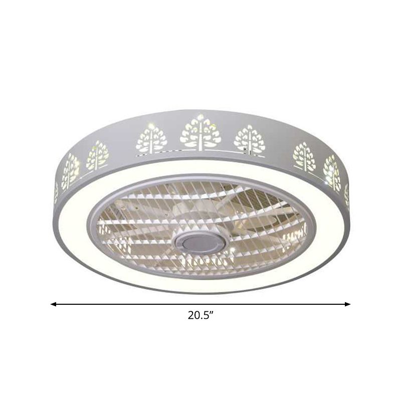 Lampada ventilatore a soffitto acrilico a taglio a taglio semplice semplice da 20,5 "illuminazione a monte bianca a LED larga