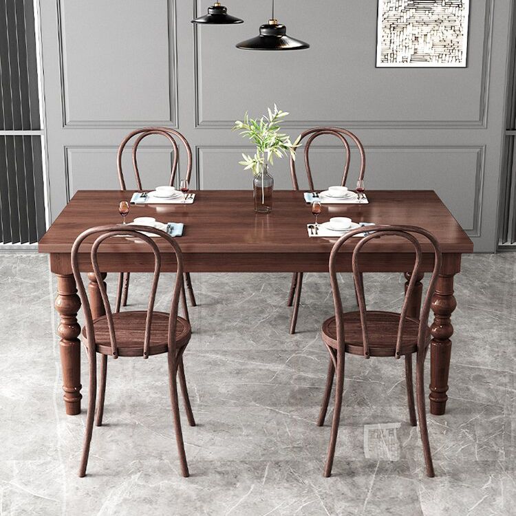 1/4/5/7 Pieces Dining Room Set Traditional Natural 4 Legs Table with Windsor Chairs