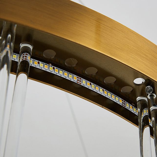 Modern Round Chandelier Glass Crystal Pendant Ceiling Lights with Adjustable Hanging Cord for Living Room