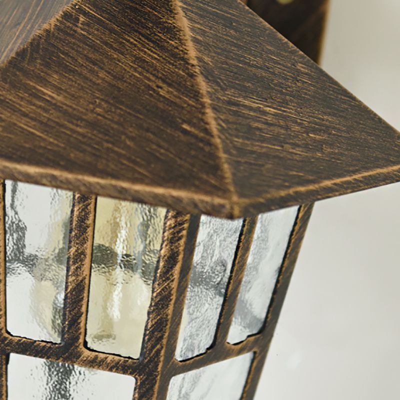 Retro Style Glass Wall Light Geometric Single Light Wall Sconce for Outdoors