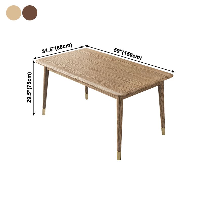 Ash Wood Dining Table Luxury Style 4 Legs Base Solid Wood Table for Dining Room