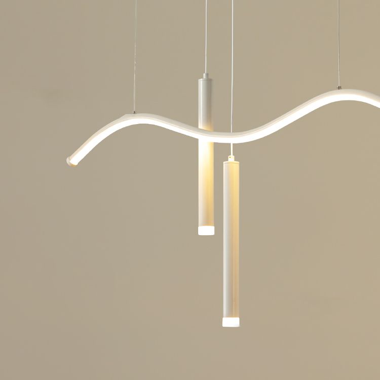 3-Light Linear Island Lighting Contemporary Metal Island Lights