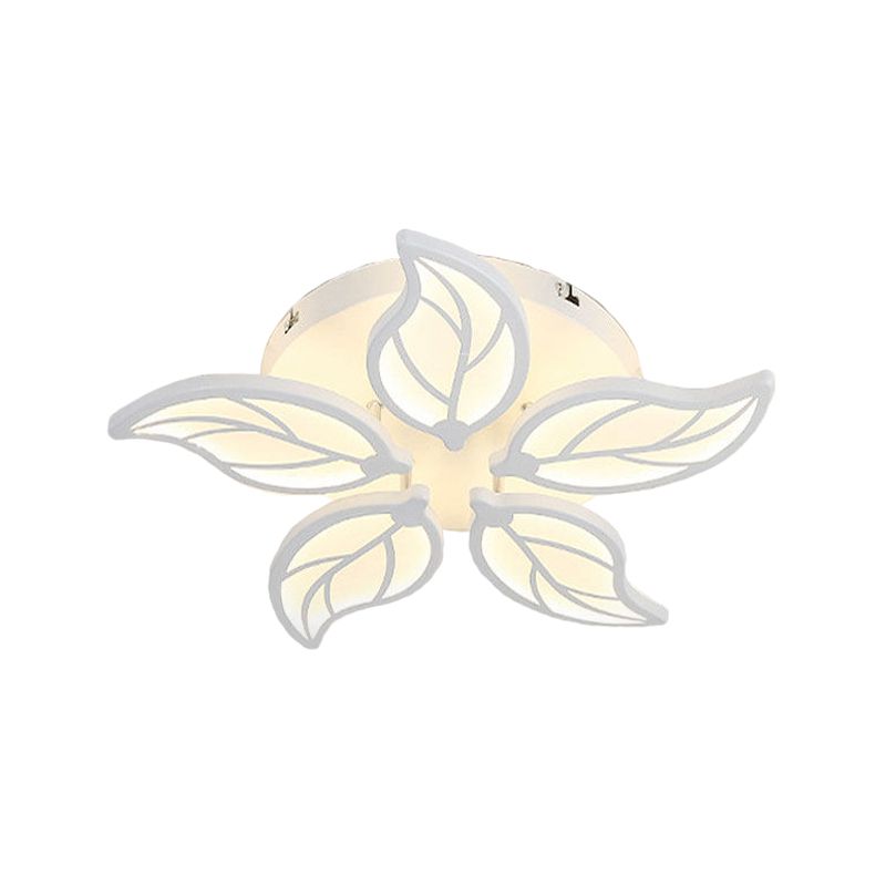 1/2-Tier Leaf Acrylic Flush Light Fixture Contemporary White LED Ceiling Lamp in Warm/White Light, 22"/27" Wide