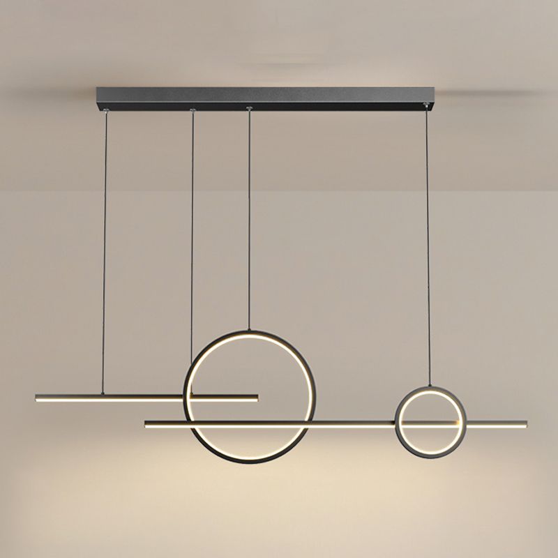 LED Island Lamp Modern Simple Island Hanging Lamp with Silica Gel Shade for Dining Room