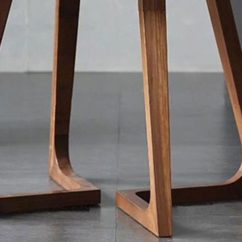 Round Brown Base Dining Table Modern Wood Table for Dining Room