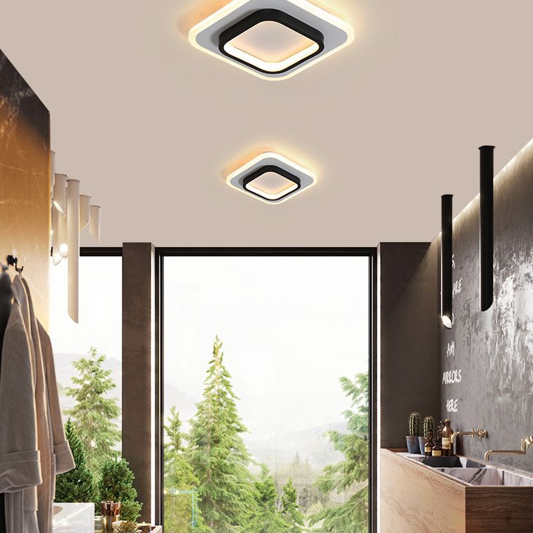 Lámpara de techo empotrada moderna LED acrílica de montaje empotrado para pasillo geométrico en blanco y negro
