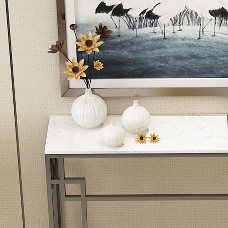 Modern Sofa Console Table Antique Finish Console Accent Table in Marble